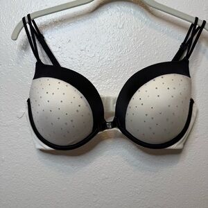 Victoria’s Secret Very Sexy Push-Up Bra Black and Cream with Rhinestones 38C